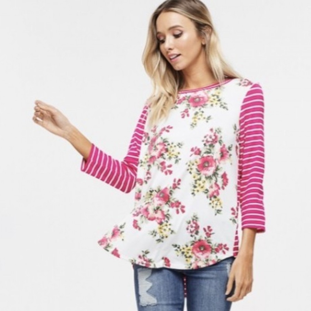 Floral print knit top